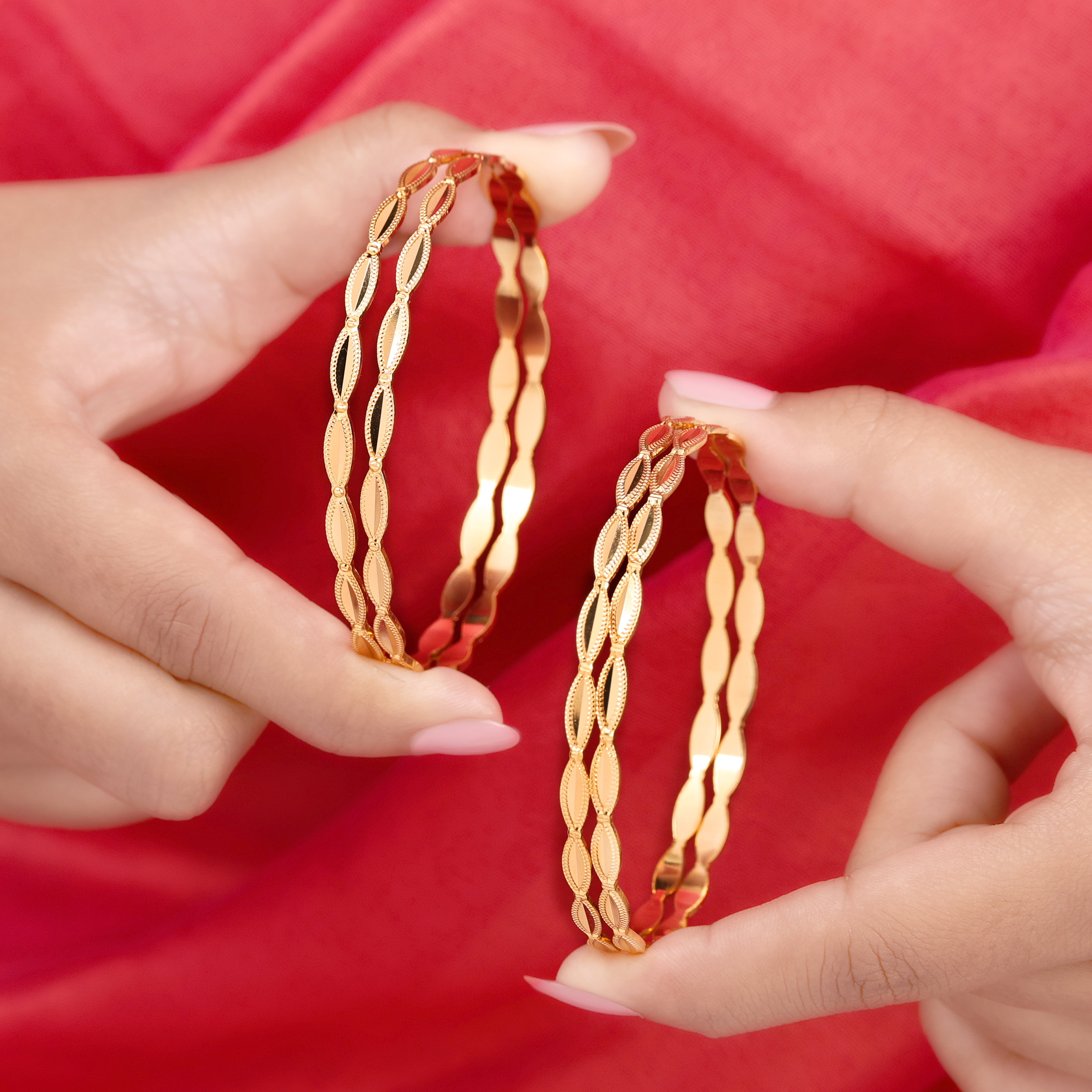 Traditional Dubai Style Gold Plated Bangles Set- 4