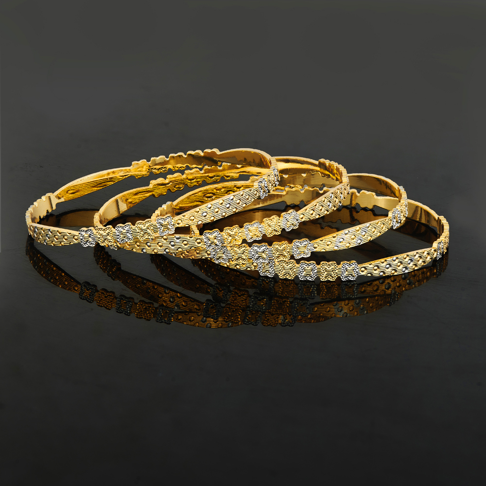 Two-Tone Flower-Cut Bangles