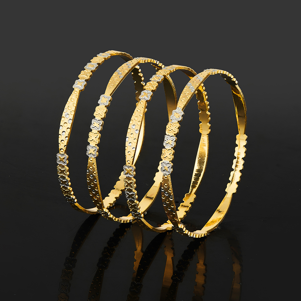 Two-Tone Flower-Cut Bangles