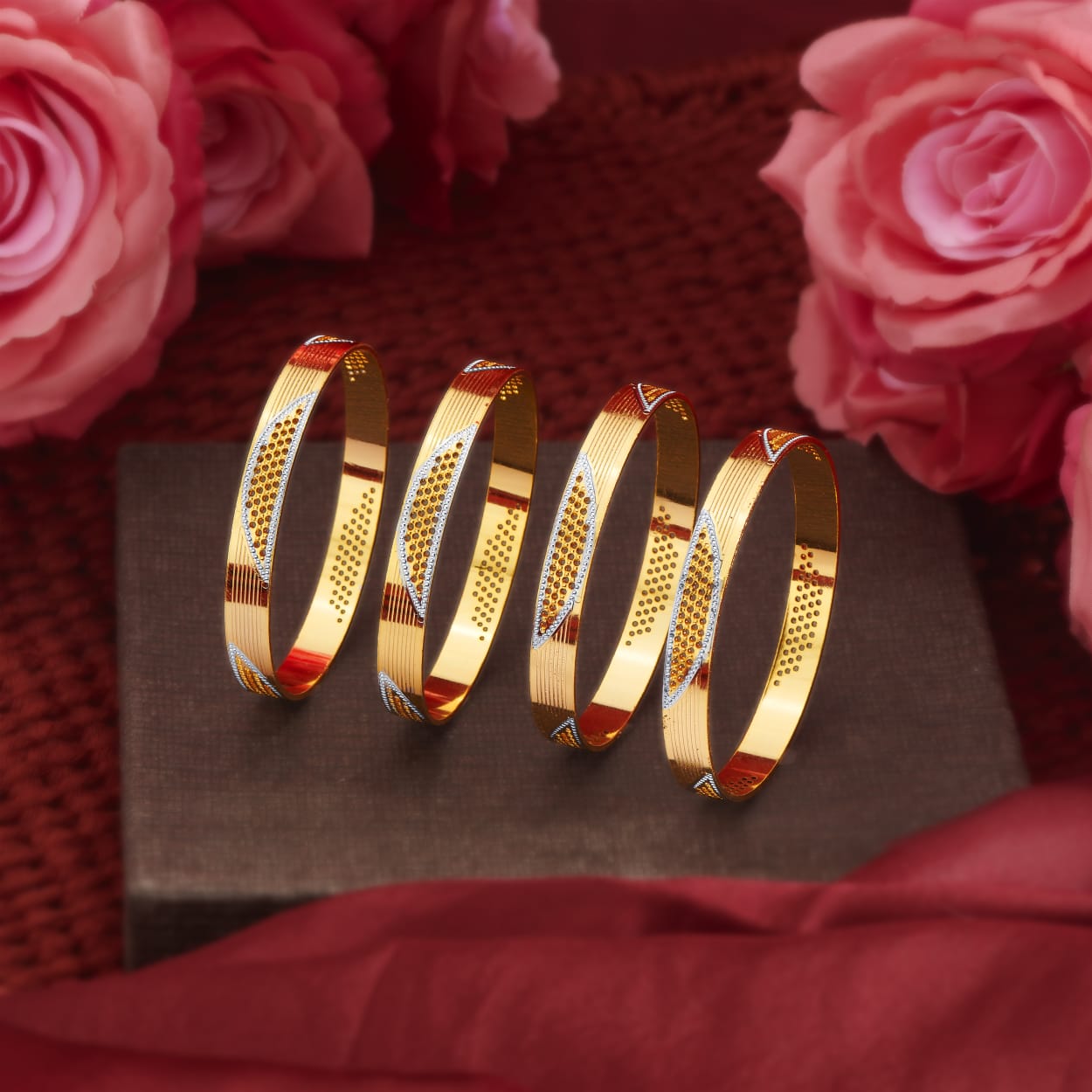 Honeycomb Gold Tone Bangles