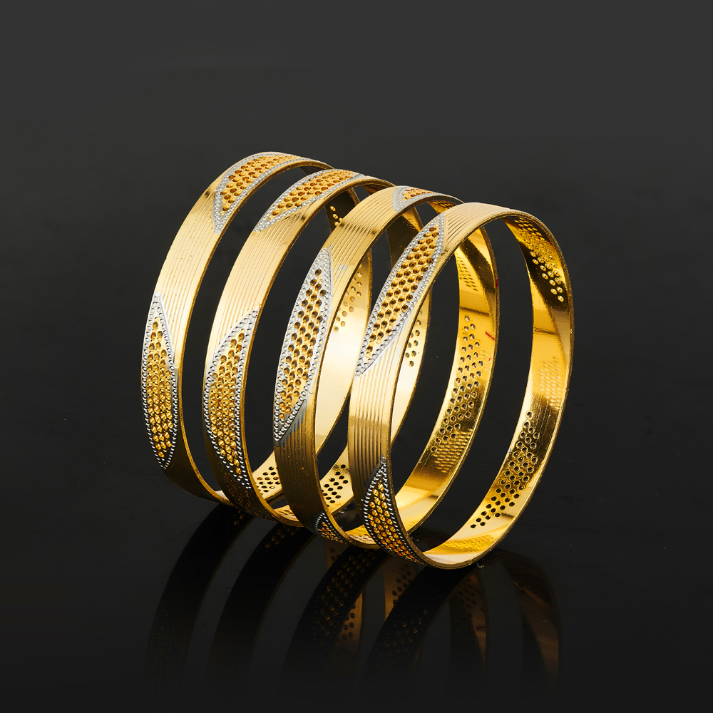 Honeycomb Gold Tone Bangles