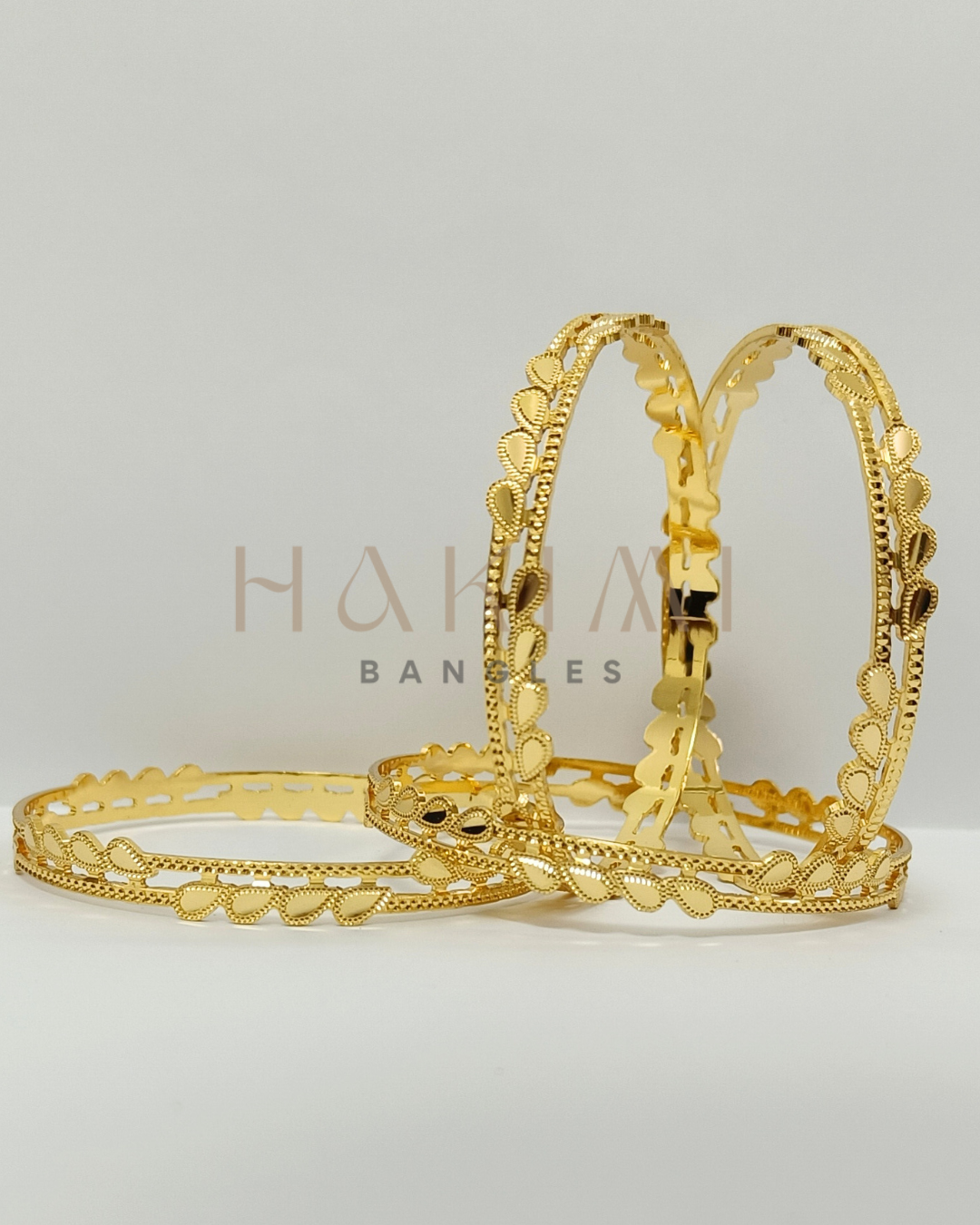 Heart-Shaped Cutwork Gold Bangles